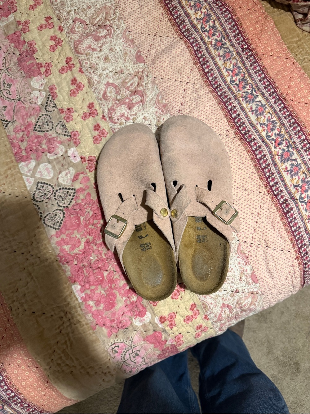 Birkenstock Pink Suede Clogs